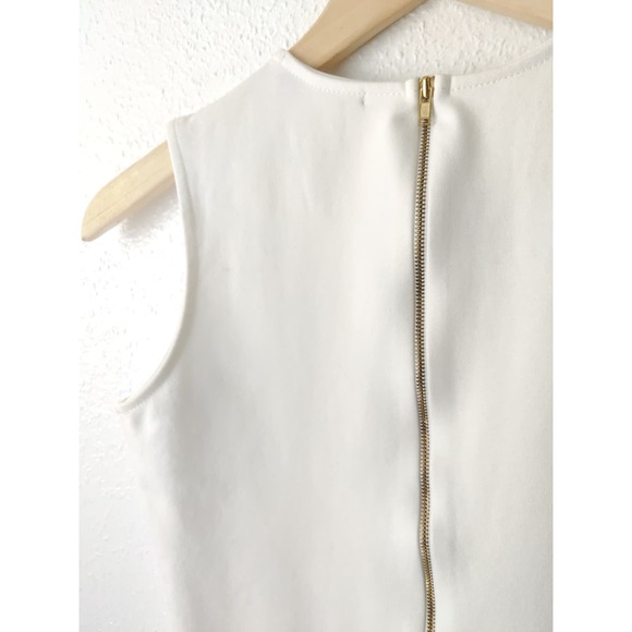 Lurelly White Sleeveless Round Neck Lace Inset Manhattan Mini Dress Size 4 - Picture 6 of 9